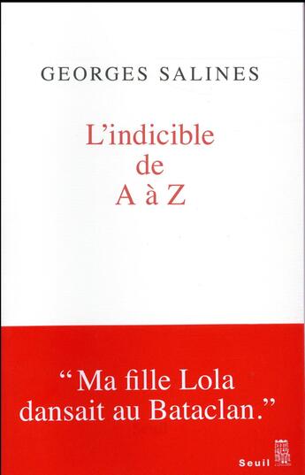 Couverture du livre « L'indicible de A à Z » de Georges Salines aux éditions Seuil