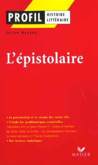 Couverture du livre « L'épistolaire » de Julien Harang aux éditions Hatier