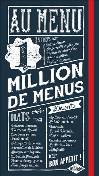 Couverture du livre « Au menu... plus d'1 million de menus ! » de Isabel Bracq-Lepage aux éditions Mango