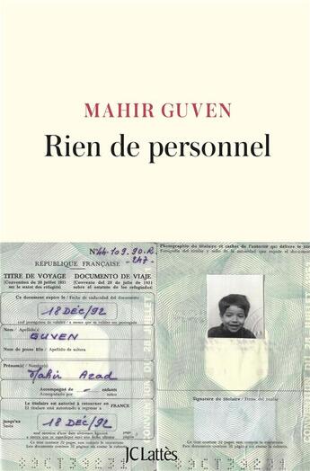 Couverture du livre « Rien de personnel » de Mahir Guven aux éditions Lattes
