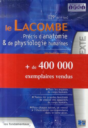 Couverture du livre « Précis d'anatomie et de physiologie humaines t.1 et t2 » de Lacombe aux éditions Lamarre