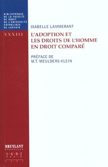 Couverture du livre « L'adoption et les droits de l'homme en droit compare » de Isabelle Lammerant aux éditions Bruylant