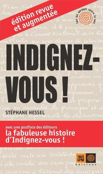 Couverture du livre « Indignez-vous ! » de Stephane Hessel aux éditions Indigene