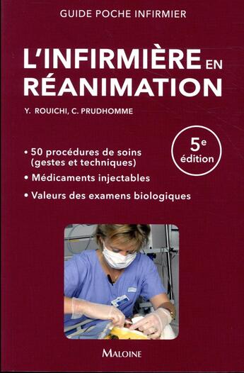 Couverture du livre « L'infirmiere en reanimation, 5e ed. » de Rouichi/Prudhomme aux éditions Maloine