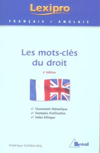 Couverture du livre « Lexipro : les mots-clés du droit (2e édition) » de Corbiere aux éditions Breal