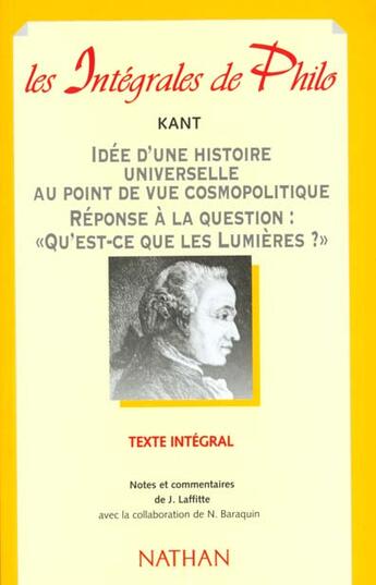 Couverture du livre « Int phil 30 idee hist univers » de Kant/Laffite aux éditions Nathan