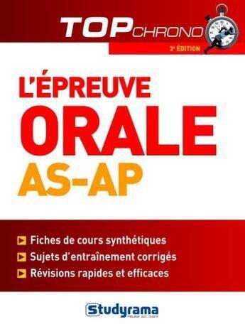 Couverture du livre « L'épreuve orale AS-AP (3e édition) » de Celine Wistuba aux éditions Studyrama