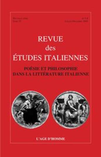 Couverture du livre « T 55 Nos 3-4, Poesie Et Philosophie Dans La Litterature Italienne » de Revue Des Etudes Ita aux éditions L'age D'homme