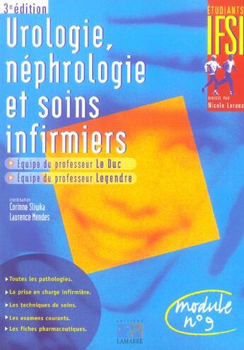 Couverture du livre « Urologie, nephrologie et soins infirmiers ; module 9 (3e édition) » de  aux éditions Lamarre