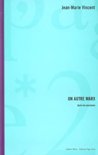 Couverture du livre « Un autre marx » de Vincent/Jean Ma aux éditions Page Deux