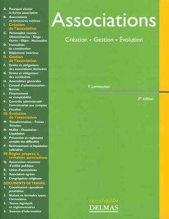 Couverture du livre « Associations » de Francis Lemeunier aux éditions Delmas