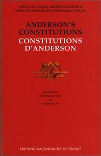 Couverture du livre « Constitutions d'Anderson » de Daniel Ligou aux éditions Edimaf