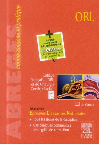 Couverture du livre « ORL (2e édition) » de  aux éditions Elsevier-masson