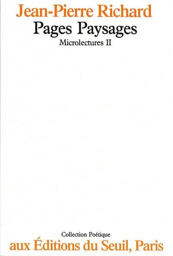 Couverture du livre « Revue poétique : microlectures t.2 » de Jean-Pierre Richard aux éditions Seuil