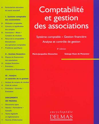 Couverture du livre « Comptabilite et gestion des associations » de Marie-Jacqueline Desouches aux éditions Delmas