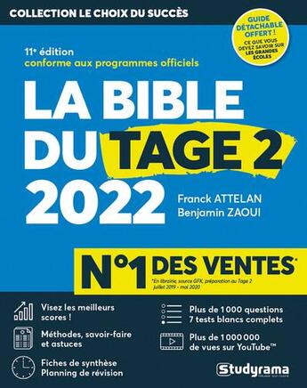 Couverture du livre « La bible de Tage 2 (édition 2022) » de Attelan Franck et Benjamin Zaoui aux éditions Studyrama