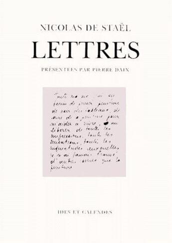 Couverture du livre « Lettres » de Nicolas De Stael aux éditions Ides Et Calendes