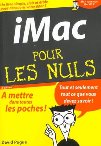 Couverture du livre « Imac pour les nuls » de Pogue David aux éditions First Interactive