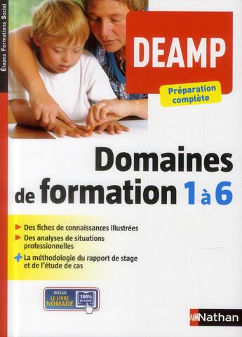 Couverture du livre « DEAMP ; domaines de formation 1 à 6 ; étapes formations santé » de  aux éditions Nathan