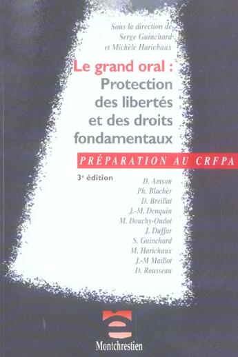 Couverture du livre « Grand oral : protection des libertes et droit fondamentaux, 3eme edition » de Guinchard/Harichaux aux éditions Lgdj