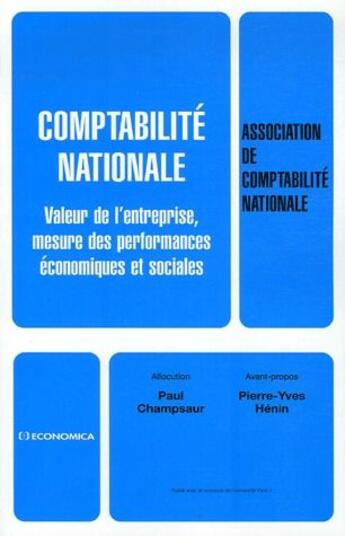 Couverture du livre « COMPTABILITE NATIONALE » de Association De Compt aux éditions Economica