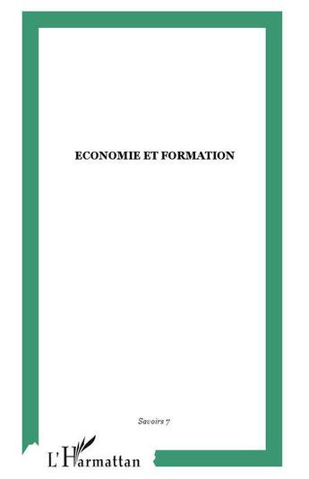 Couverture du livre « Économie et formation » de  aux éditions L'harmattan