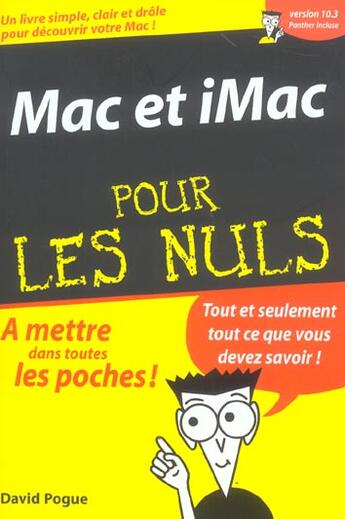 Couverture du livre « Mac et imac » de Pogue David aux éditions First Interactive