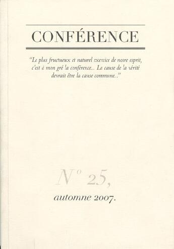 Couverture du livre « Édition 2007 » de  aux éditions Conference