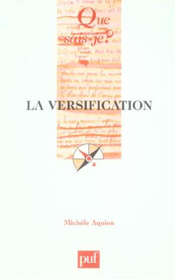 Couverture du livre « La versification (6e ed) qsj 1377 » de Michele Aquien aux éditions Que Sais-je ?