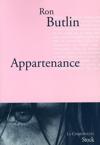 Couverture du livre « Appartenance » de Butlin-R aux éditions Stock