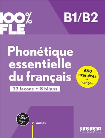 Couverture du livre « 100% FLE : Phonetique essentielle du francais b1/b2 - livre + didierfle.app » de Kamoun/Ripaud aux éditions Didier