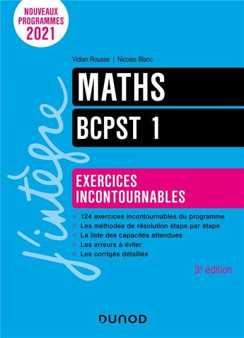 Couverture du livre « Maths BCPST 1 : exercices incontournables » de Nicolas Blanc et Vidian Rousse aux éditions Dunod