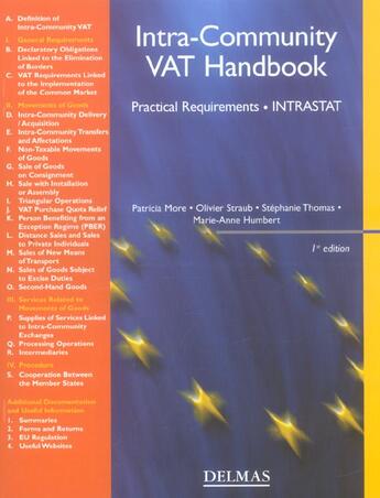 Couverture du livre « Intra-community vat handbook - 1ere ed. » de More Patricia aux éditions Delmas