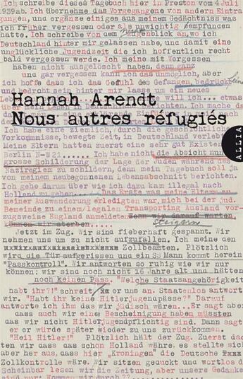 Couverture du livre « Nous autres réfugiés » de Hannah Arendt aux éditions Allia