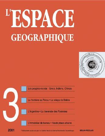 Couverture du livre « L'espace geographique - n 3 - 2001 » de Roger Brunet aux éditions Belin