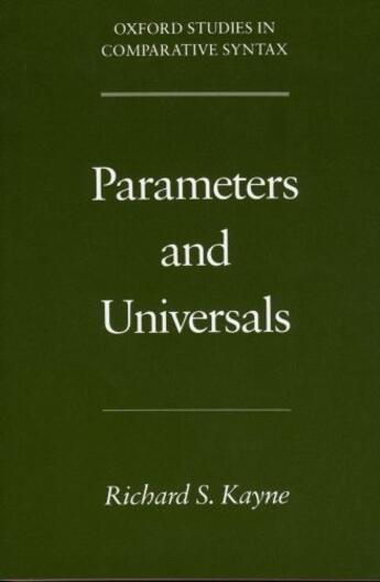 Couverture du livre « Parameters and Universals » de Kayne Richard S aux éditions Oxford University Press Usa