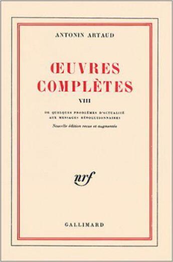 Couverture du livre « Oeuvres completes - vol08 » de Antonin Artaud aux éditions Gallimard