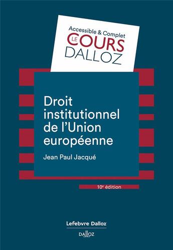 Couverture du livre « Droit institutionnel de l'Union européenne » de  aux éditions Dalloz