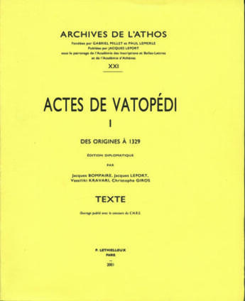 Couverture du livre « Actes de vatopedi » de Jacques Bompaire aux éditions Lethielleux