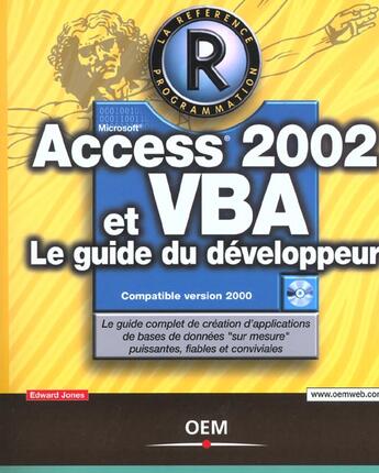 Couverture du livre « Access 2002 Et Vba ; Le Guide Du Developpeur ; Edition 2002 » de Edward Jones aux éditions Osman Eyrolles Multimedia