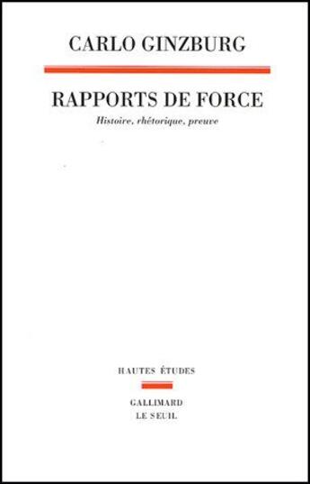 Couverture du livre « Rapports de force ; histoire, rhétorique, preuve » de Carlo Ginzburg aux éditions Seuil