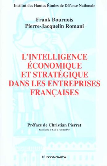 Couverture du livre « L'INTELLIGENCE ECONOMIQUE ET STRATEGIQUE DANS LES ENTREPRISES FRANCAISES » de Bournois/Romani aux éditions Economica