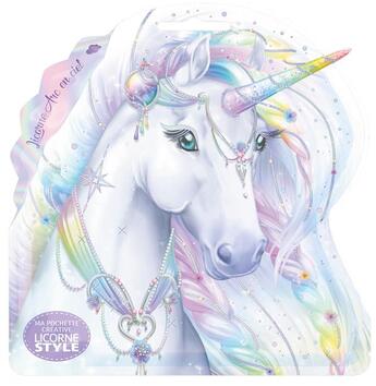 Couverture du livre « Licorne style ; ma pochette créative ; licorne arc-en-ciel » de Christine Alcouffe aux éditions Play Bac