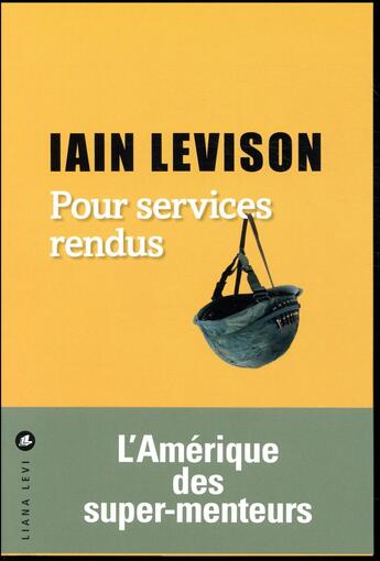 Couverture du livre « Pour services rendus » de Iain Levison aux éditions Liana Levi