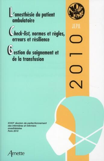 Couverture du livre « Jepu 2010 » de  aux éditions Arnette