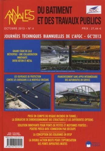 Couverture du livre « Annales du batiment et des travaux publics n4 2013 journee techniques biannuelle » de  aux éditions Eska