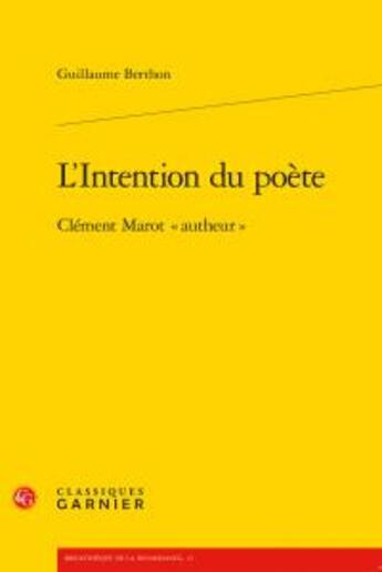 Couverture du livre « L'intention du poète : Clément Marot 