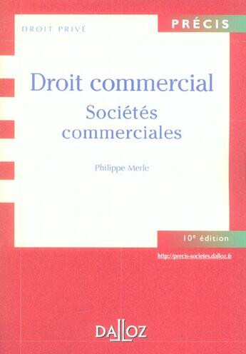 Couverture du livre « Droit Commercial : Societes Commerciales » de Philippe Merle aux éditions Dalloz