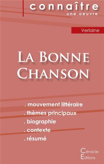 Couverture du livre « La bonne chanson, de Paul Verlaine » de  aux éditions Editions Du Cenacle