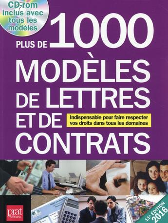 Couverture du livre « 1000 modèles de lettres 2016 » de  aux éditions Prat